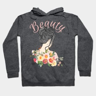 Feminine Charm: Black-Haired Woman Design Hoodie